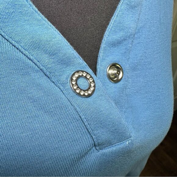 Chico's Blue Button-Detail Long Sleeve Tunic L - Picture 4 of 7